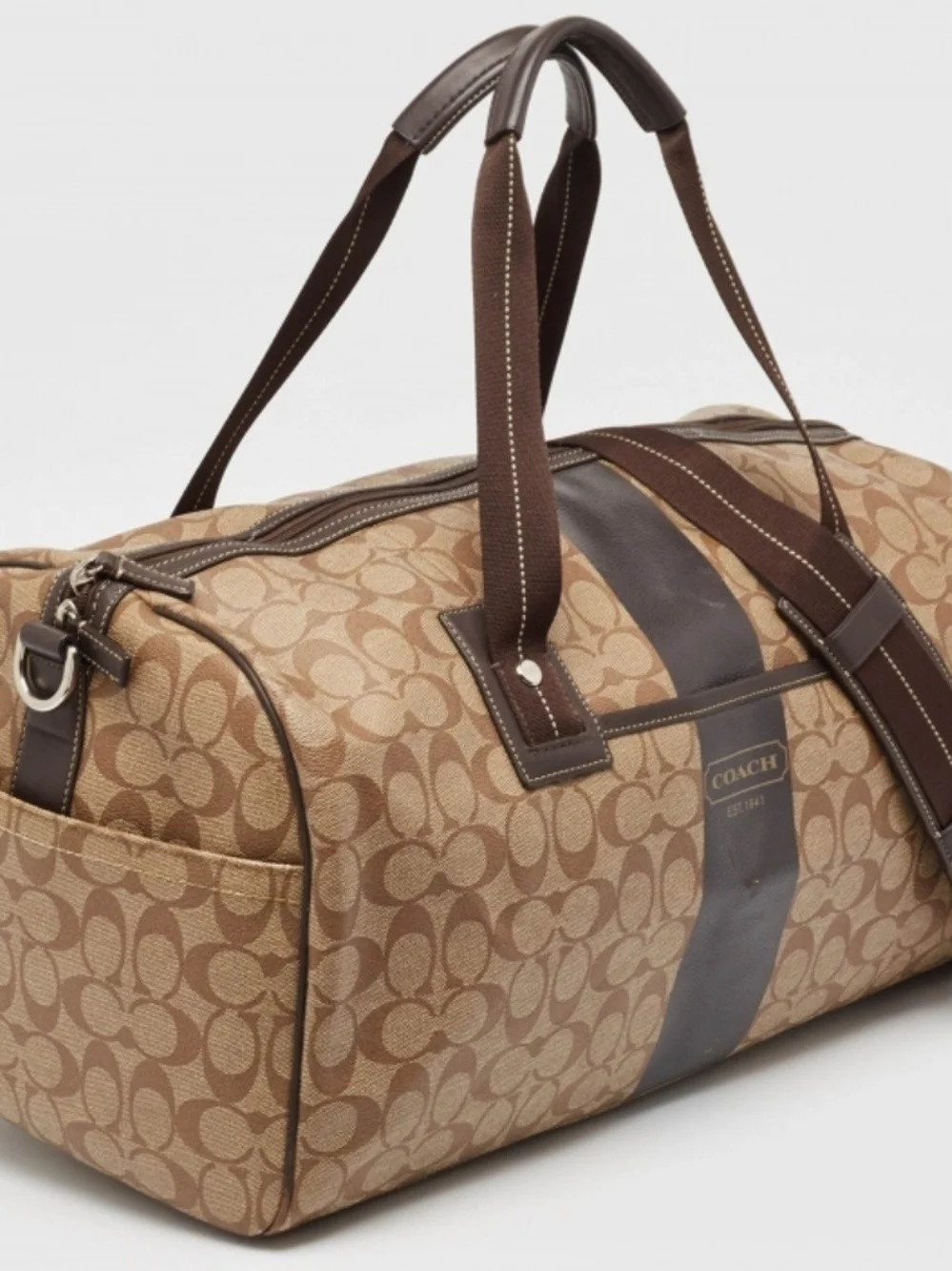 Coach Heritage Stripe Boston/Weekender Duffle Bag